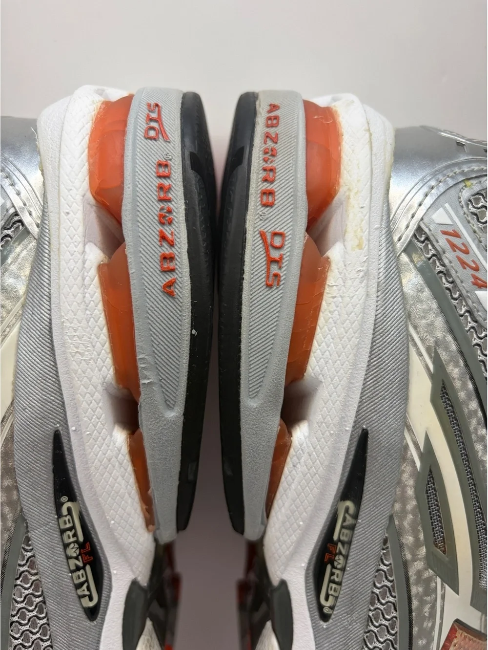 Vintage New Balance 1224 Y2K Mesh Running Shoes Silver Orange Men’s 13